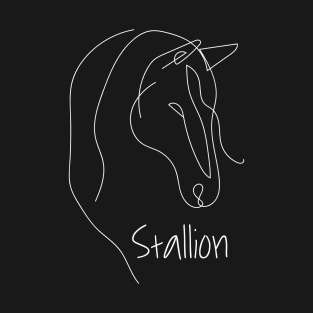 Stallion - Cute Horse Head On Black T-Shirt