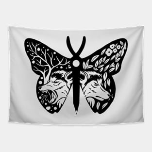 Wolf Butterfly Tapestry