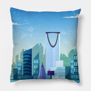 Riyadh, Saudi Arabia - Retro travel minimalist poster Pillow