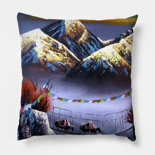 Panoramic View Of Everest Mountain Pillow