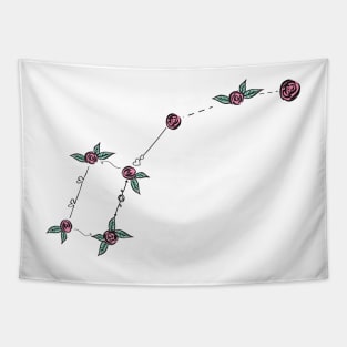 Ursa Minor (Lesser Bear or Small Dipper) Constellation Roses and Hearts Doodle Tapestry