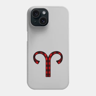 Aries Zodiac Horoscope Symbol in Black and Red Buffalo Plaid Phone Case