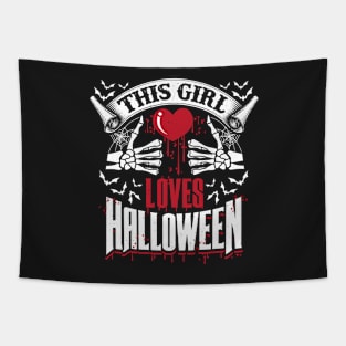 This Girl Loves Halloween Scary Design Tapestry