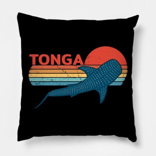 Whale Shark Kingdom of Tonga Vintage Travel Design Pillow