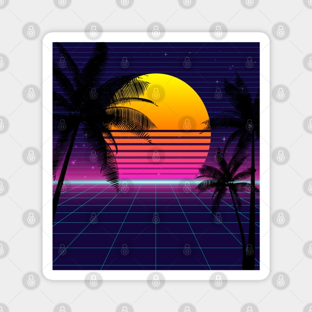 synthwave sunset classic Magnet by edmproject