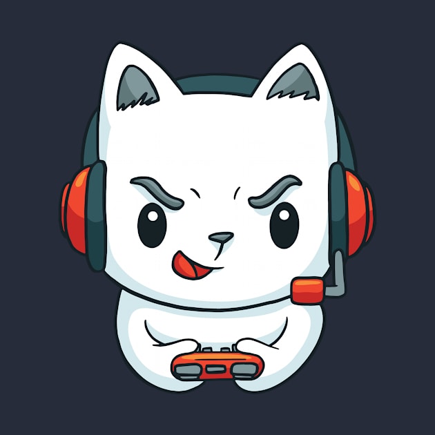 Cute Kitten Gaming Cat Gift For Gamers by illustramart Gifts & Apparel