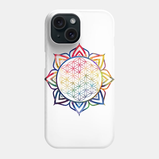 Rainbow Lotus Flower of Life Mandala Phone Case by Bluepress