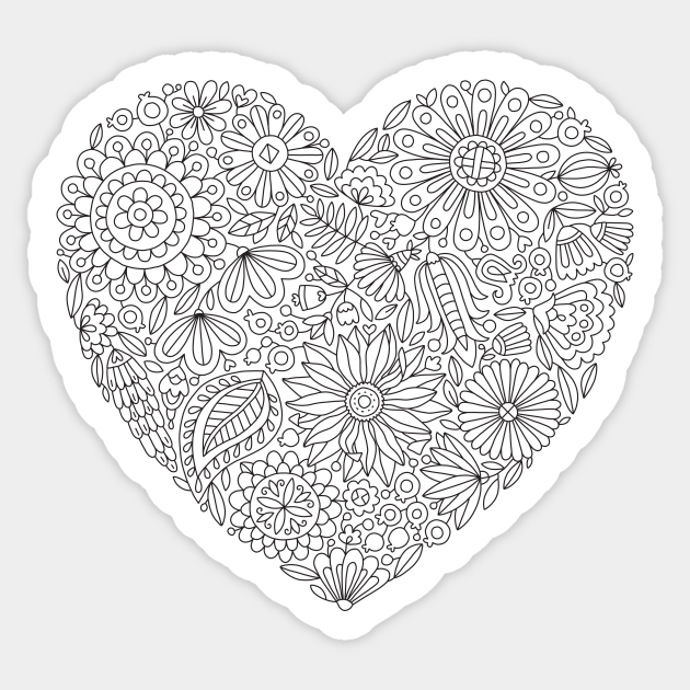 Flowers Heart Coloring Page, Flourish and Bloom