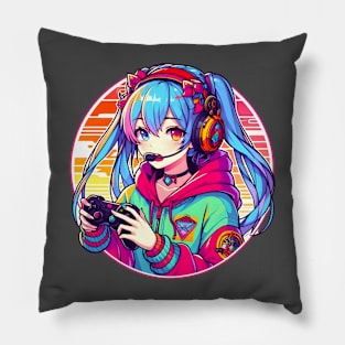 Gaming addict gamer girl Pillow