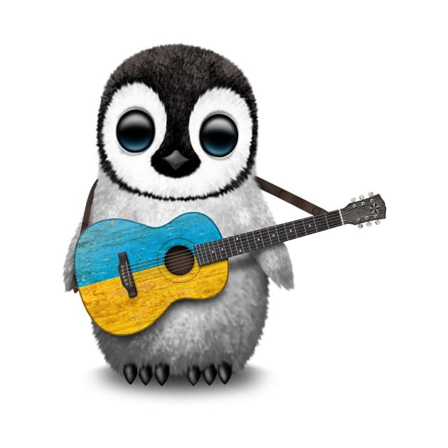 Baby Penguin Playing Ukrainian Flag Guitar by jeffbartels