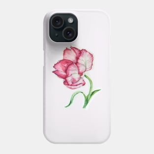 Tulip in red watercolor art Phone Case