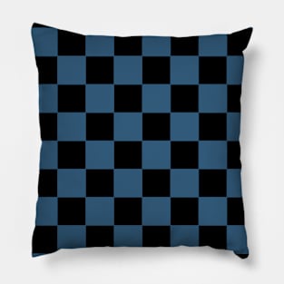 Pacific Blue and Black Chessboard Pattern Pillow