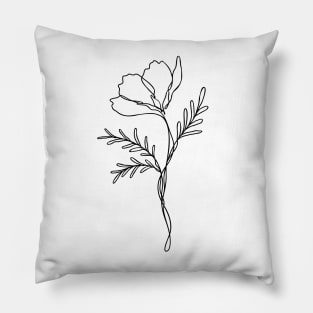 Wildflower Line Art | Floral Botanical Minimalist Lineart Pillow