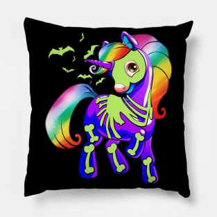 Unicorn Skeleton Halloween Magical Candy Glow Gif Pillow