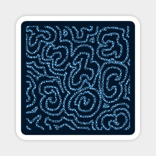 Textured Bright Blue Doodle on Navy Abstract Magnet