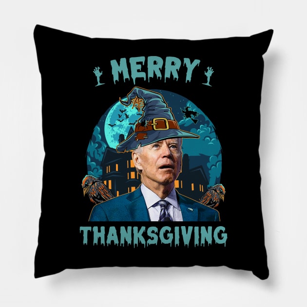 Funny Joe Biden Confused Merry Thanksgiving For Halloween Pillow by petemphasis