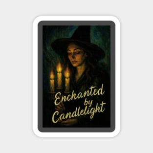 Emotional Holiday Scene with Witch, Firelight, and Gift Magnet