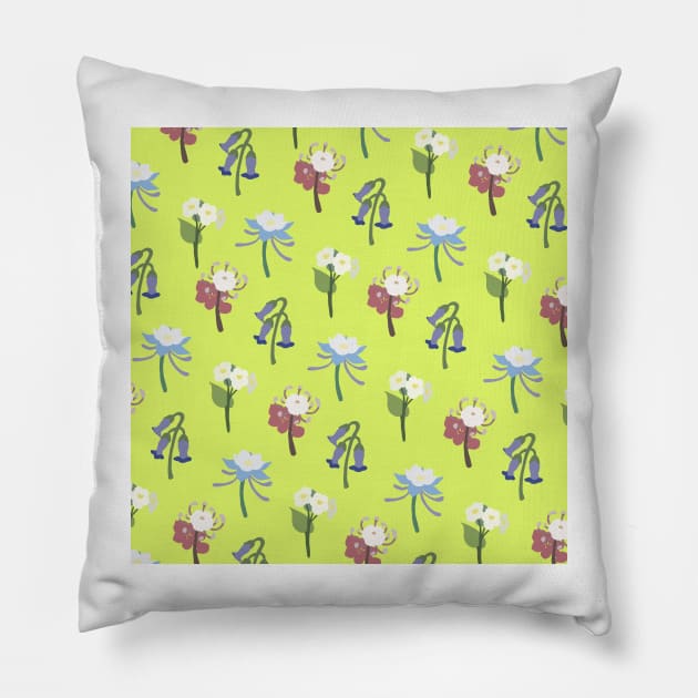 Liyue Flowers Print (Lime Green) Pillow by casserolestan