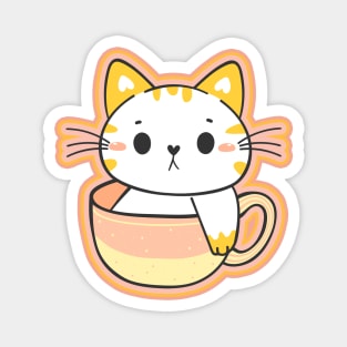 Adorable cat sitting in a coffee cup Magnet