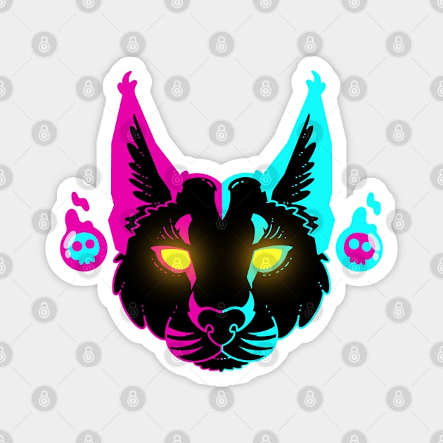 Cyber Caracal Magnet by Artthree Studio