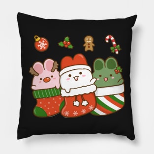 Bunny Christmas Stocking Green Pillow