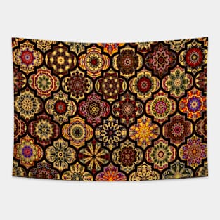 Moroccan tile golden pattern Tapestry