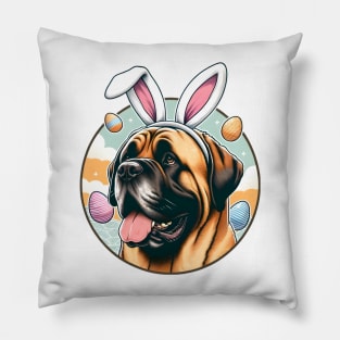 Spanish Mastiff Celebrates Easter with Bunny Ears Pillow