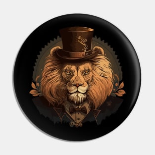 Lion wearing top hat Pin