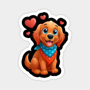 Red Golden Retriever Cartoon – Cute Dog Art for Pet Lovers and Cozy Decor Magnet