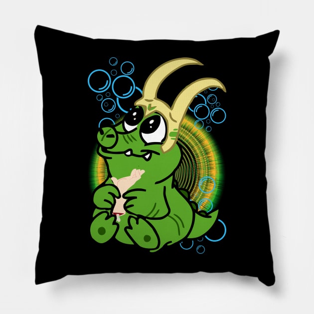 ALLIGATOR KAWAII HORNS Pillow by GeekCastle