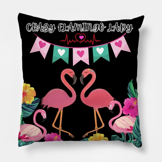 Crazy Flamingo Lady Sweatshirt Pillow by Suldaan Style