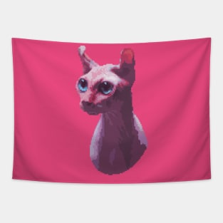 purple sphynx cat head pixel art Tapestry