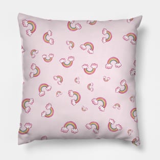 Pink Smile Rainbow and Clouds Pillow