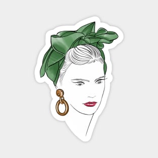 Fashion girl in green turban Magnet