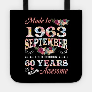 September Flower Made In 1963 60 Years Of Being Awesome Tote