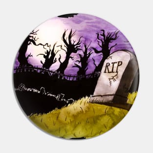 Moonlit Cemetery Pin