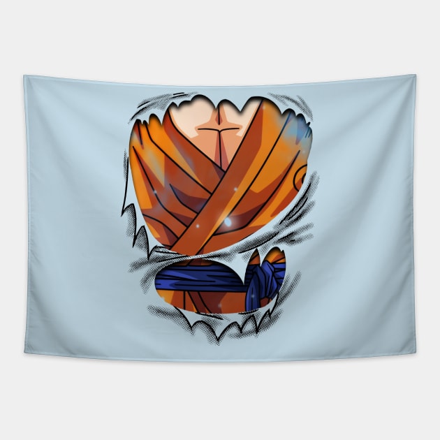 goku Super Sayayin Blue Chest Dragon ball Super Tapestry by GeekCastle