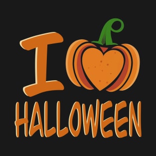 I Love Halloween Loveheart Pumpkin Design T-Shirt