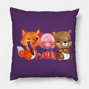 Fox Pig Bear Cute Painting Pillow