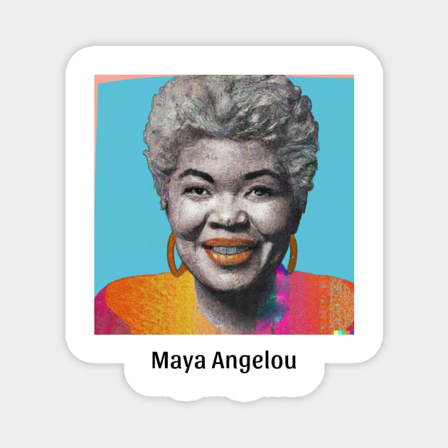 Maya Angelou Portrait Design Magnet by WrittersQuotes