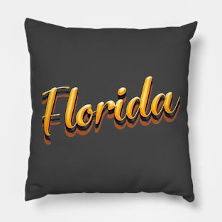 Florida Orange Retro Pillow