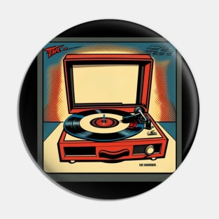 Vintage Record Player Turntable Comic Pin