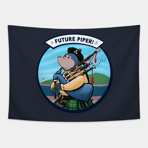 Future Piper Bagpipe Player Pipe Band Tapestry by brodyquixote