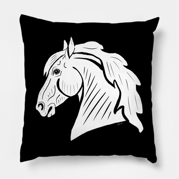 White horse head Pillow by Shyflyer