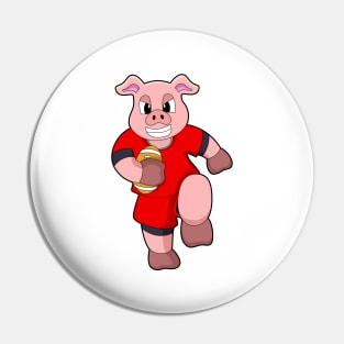 Pig at Football Sports Pin