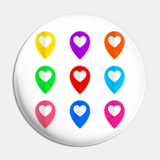 Colorful Location Hearts Pin