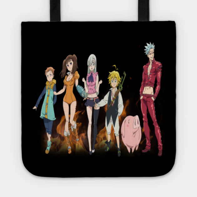 The Seven Deadly Sins Characters All In One T Shirt Seven Deadly Sins All Characters Tote Teepublic