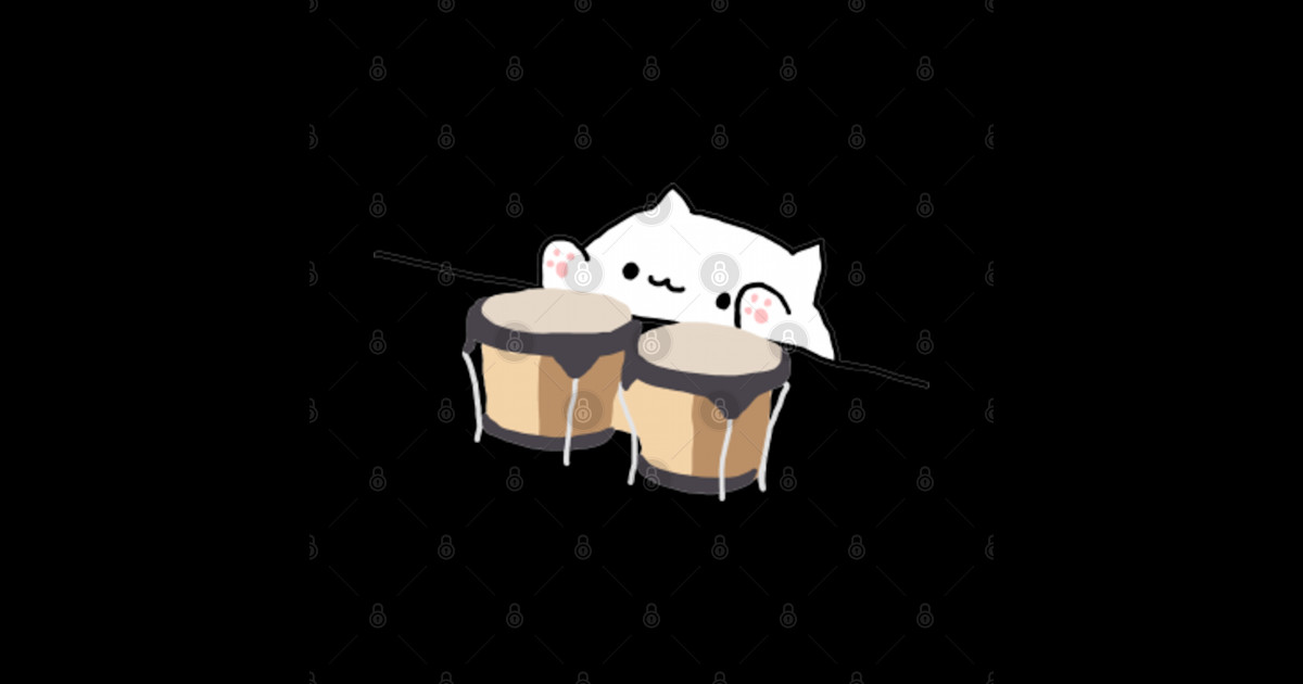 Bongo Cat Funny Anime Meme Bongo Cat Sticker Teepublic 