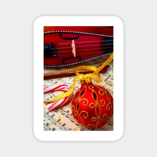Red Christmas Ornament And Pocket Violin Magnet