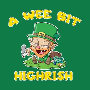 A Wee Bit Highrish St Patricks Day Leprechaun Weed 420 T-Shirt